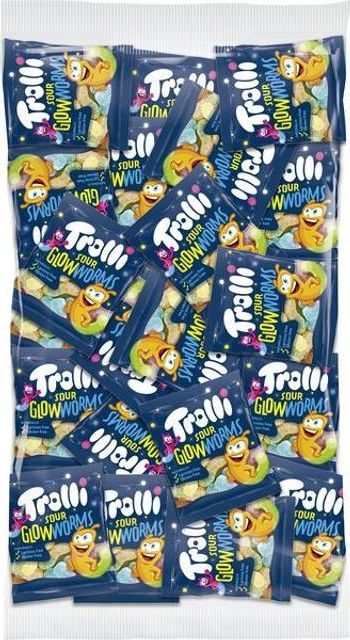 Trolli Sour Glow Worms Mini Bags 100stk 1pack