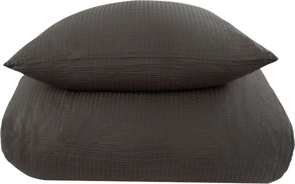 Sengetøj 140x220 cm - Bæk og Bølge - 100% bomulds krep - Mørkegråt ensfarvet