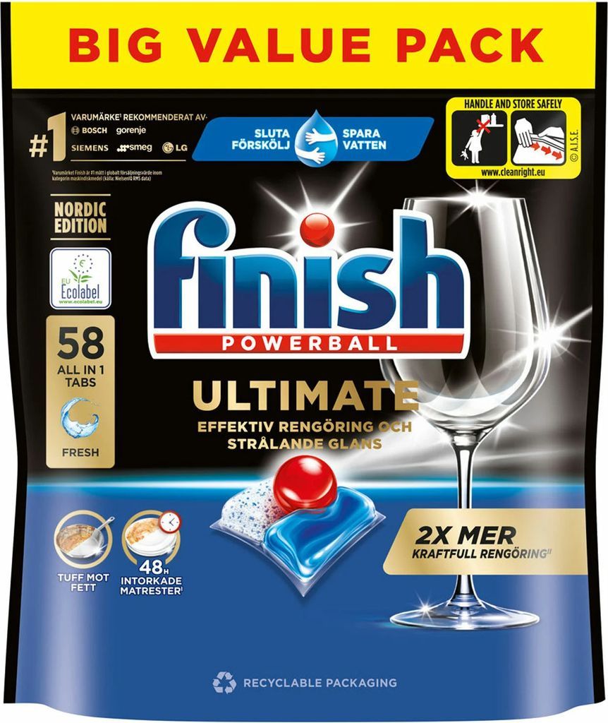 Finish Ultimate All-in-1 Opvaskemiddeltabletter 58 Stk