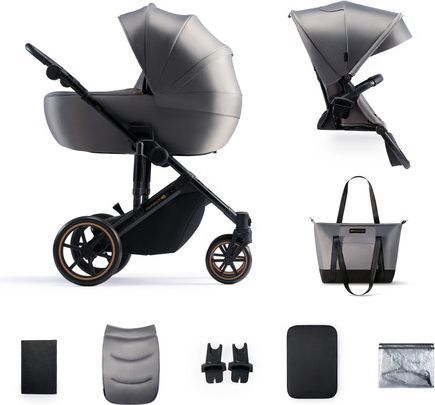 kinderkraft prime 2 2-in-1 duovogn, shadow grey