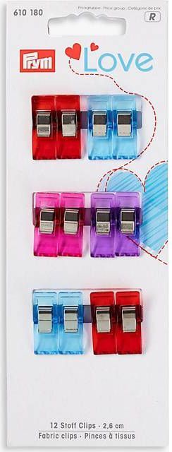 Prym Love Wonder Clips/Stofclips Ass. Farver 2,6cm 12 stk