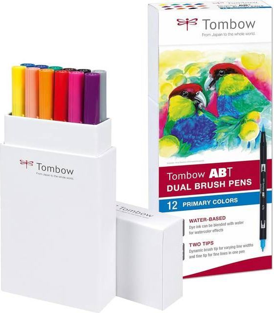 Tombow ABT Dual Brush Pens Primary Colours 12-pack