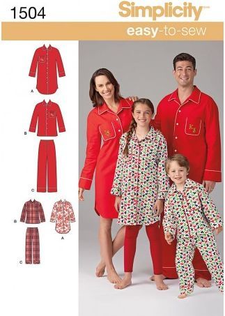 pyjamas og natskjorte til hele familien snitmønster easy
