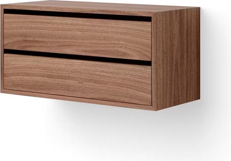 new works cabinet reol lav med hylder valnød