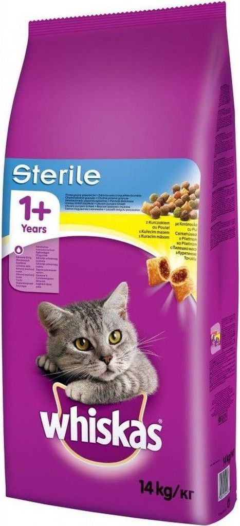 whiskas sterile tørfoder voksen kat, kylling 14 kg