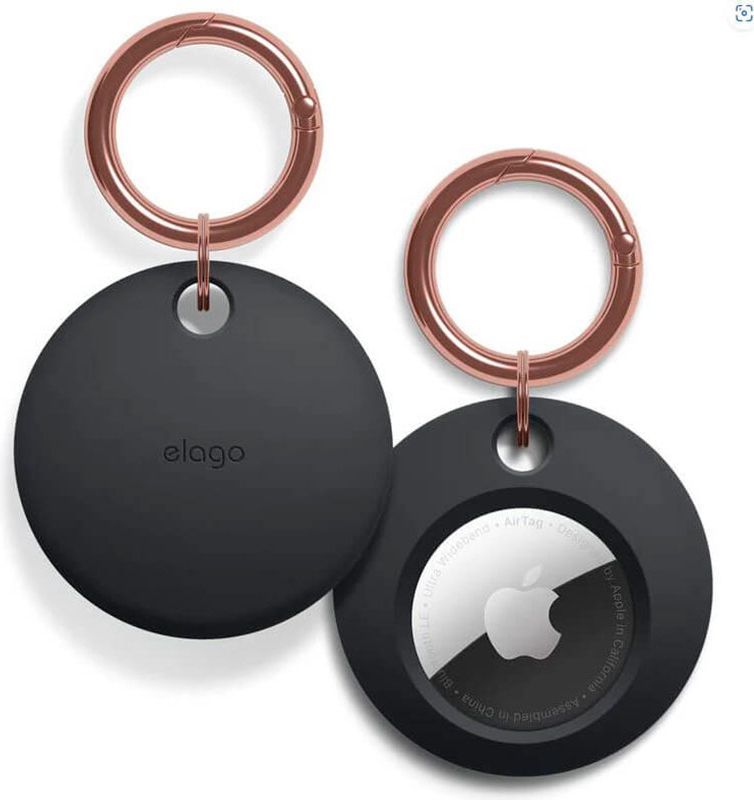 Elago AirTag Basic Silikone Cover m. Nøglering Sort