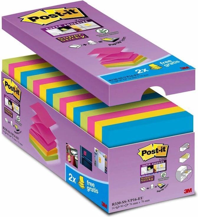 Post-it Post-it 3M 76 x 76 mm flerfarvet z-fold notes