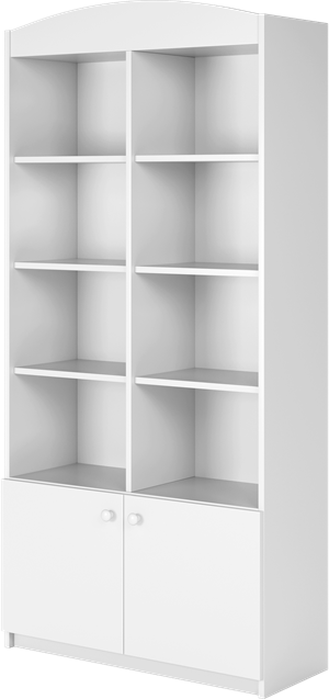 Babydreams børnereol, m. 2 låger og 8 hylder - hvid laminat