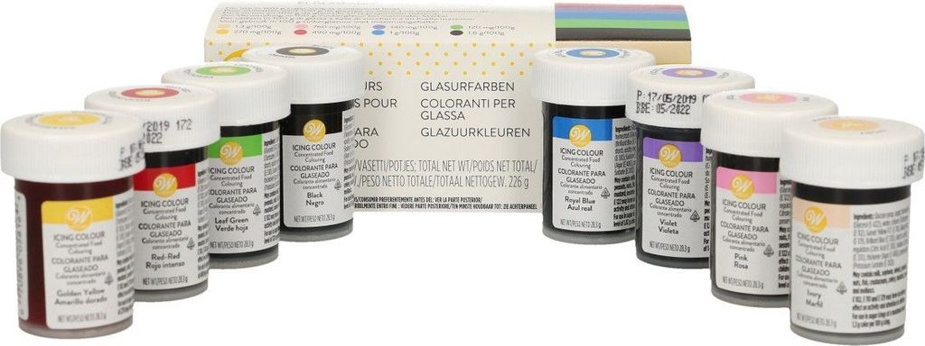 wilton pastafarve sæt (8 farver) 28 g - wilton
