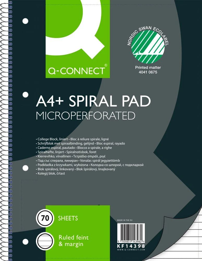 Q-CONNECT Kollegieblok 70g A4+ Kvadreret 5 Huller