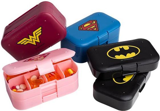 dc comics pill box organizer, 2-pack