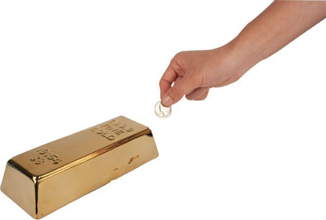 Kikkerland Ceramic Gold Bar Coin Bank PB17