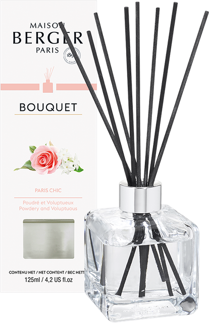 Maison Berger PARIS CHIC CUBE FLAKON MED DUFTPINDE SCENTED Lysestage, Lys & Duft
