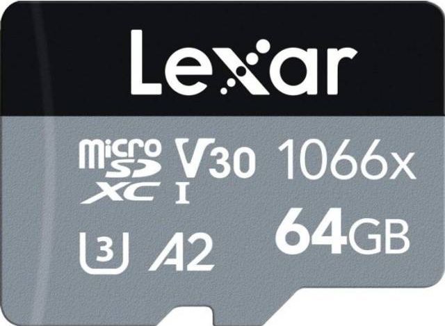 LEXAR Professional SILVER microSDXC Class 10 UHS-I U3 V30 A2 1066x 256GB +SD Adapter