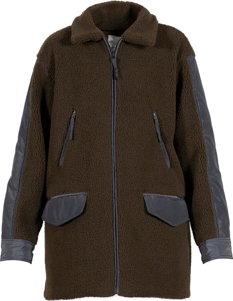 cesi teddyfleece coat - dusty brown