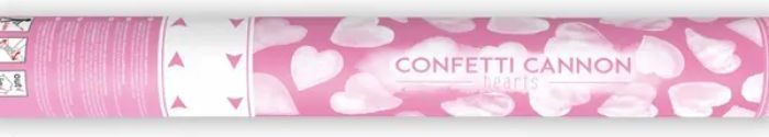 PartyDeco Konfetti kanon med Hvide hjerter 40 cm