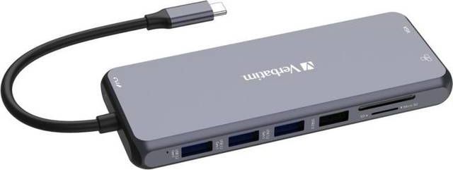 Verbatim USB C Hub 14-in-1 Multiport Adapter to HDMI, VGA, RJ45, USBA-A and USB-C PD, with SD Card Reader, for Mac, MacBook Pro/Air, iPad, Thinkpad, Windows Computer, Laptop and Co