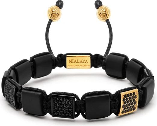 Nialaya The CZ Flatbead Collection Black Onyx and Black CZ Armbånd hos Magasin Black