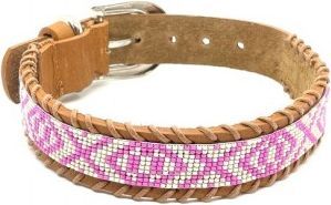 Læderhalsbånd Ø8 23-29 pink/ivory