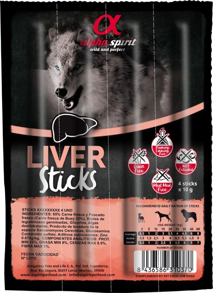 Alpha Spirit Dog Stick Leber 4er Pack Menge: