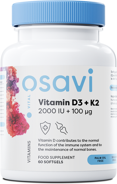 Osavi Vitamin D3 + K2, 2000IU + 100mcg
