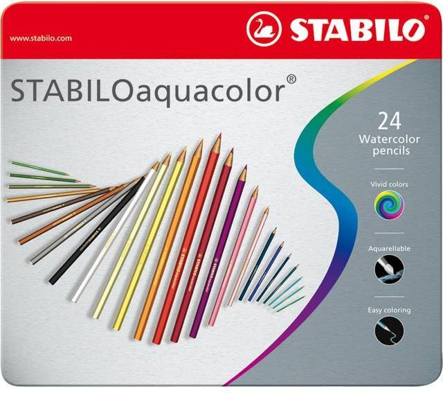 Stabilo Aquacolor Metal Box of 24