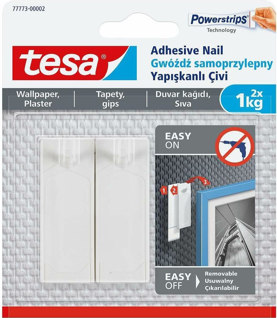 Tesa 77773-00002-00 Selvklæbende Søm til Billeder på Tapet (1 kg kapacitet)