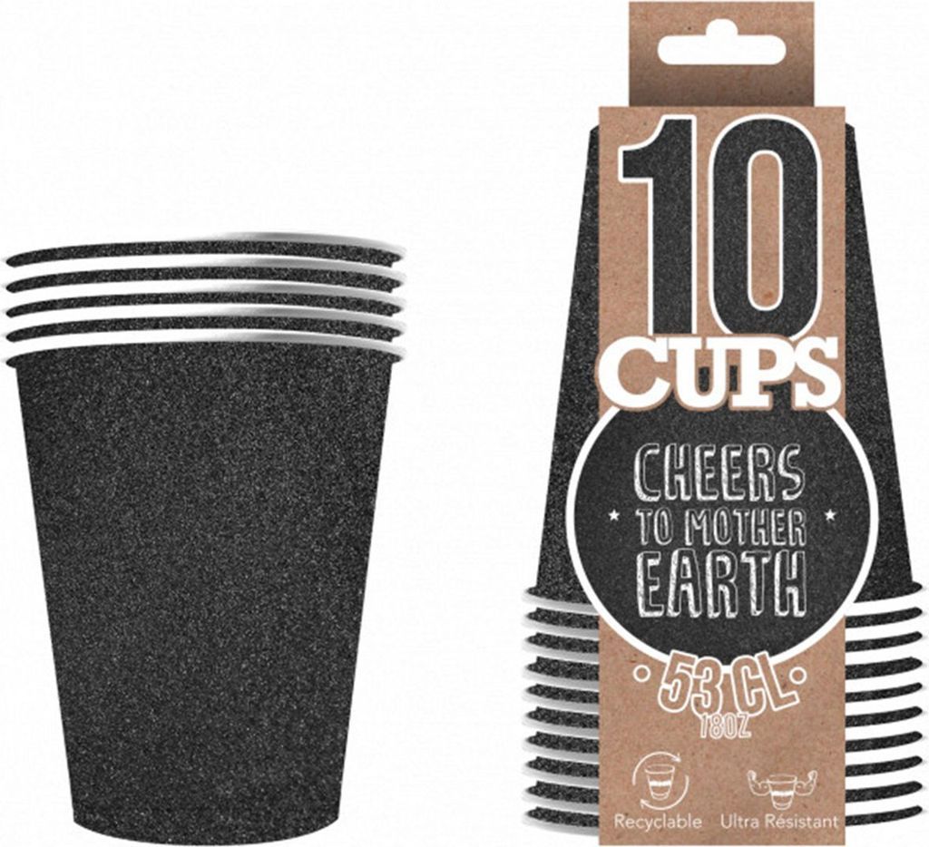 Original Cup 10 -pakning Papirkrus Glitter Sort Black