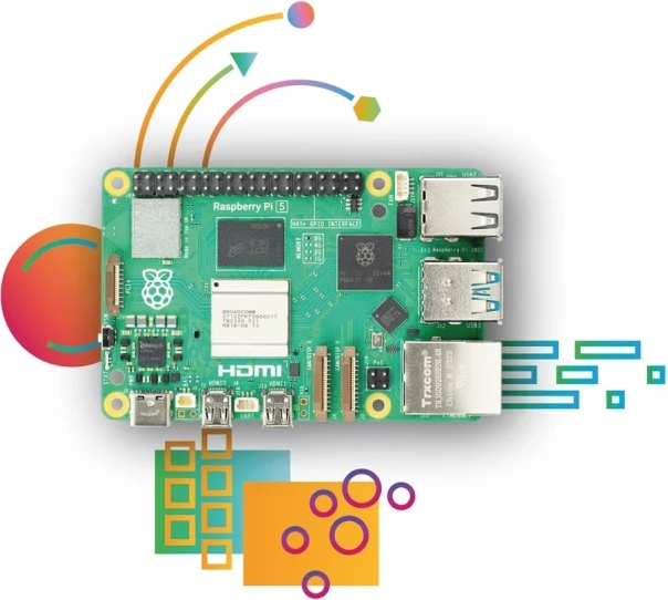 Raspberry Pi 5 Enkeltkort-Computer - 4GB RAM, 64-bit ARM Cortex-A76