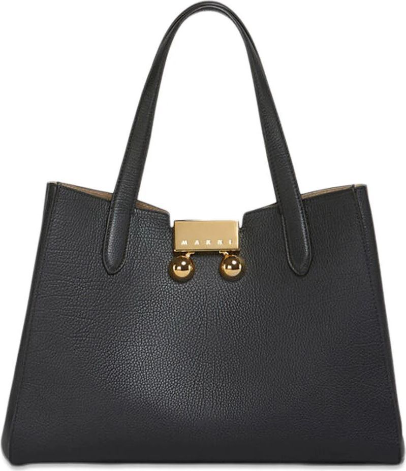 Marni Leather Trunkaroo Tote Handbag - Sort