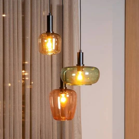 ilona pendellampe, glas, flerfarvet, ø 30 cm, 3 lyskilder