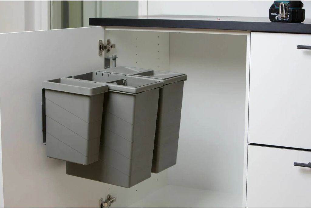 Affaldssorteringssystem Svingbart Design med 3 spande - 2x14L + 1x3L