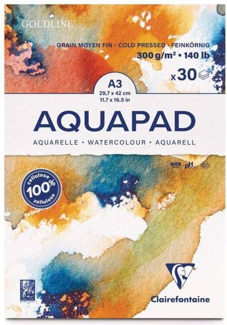Clairefontaine Goldline Aquapad A4 300gm 50 sheets