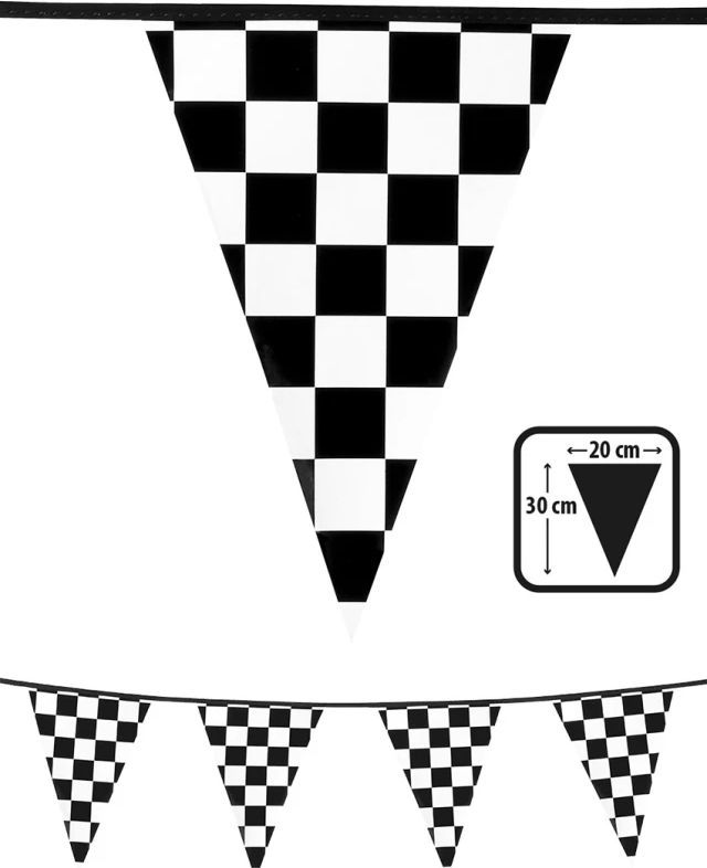 Boland Sort/Hvid Ternet Vimpelbanner