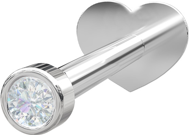 Nordahl Jewellery Rhd. Sølv Labret-piercing CZ 1,5mm Rør Pierce52