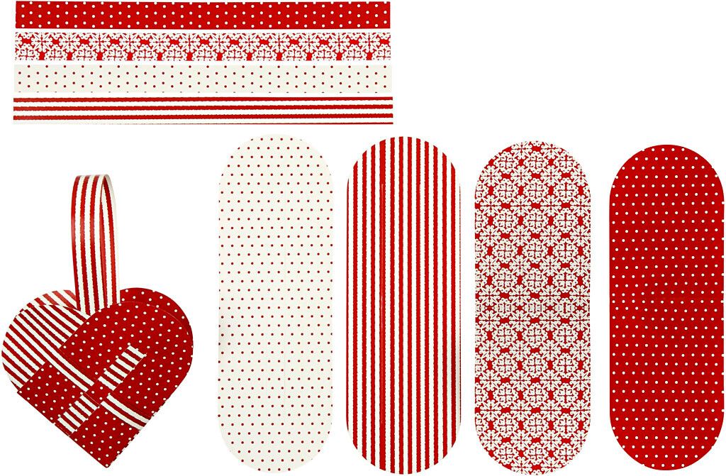 Woven Hearts, size 14,5x10 cm, 120 g, red, white, 8 set/ 1 pack