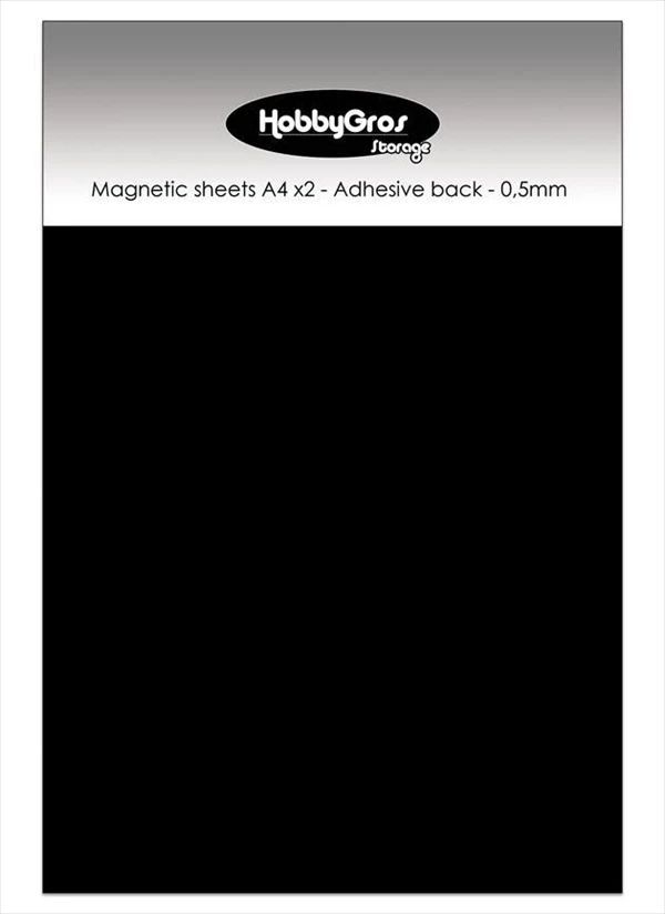 HobbyGros Magnetiske Ark A4 2 stk. Selvklæbende 0,5 mm - Sort