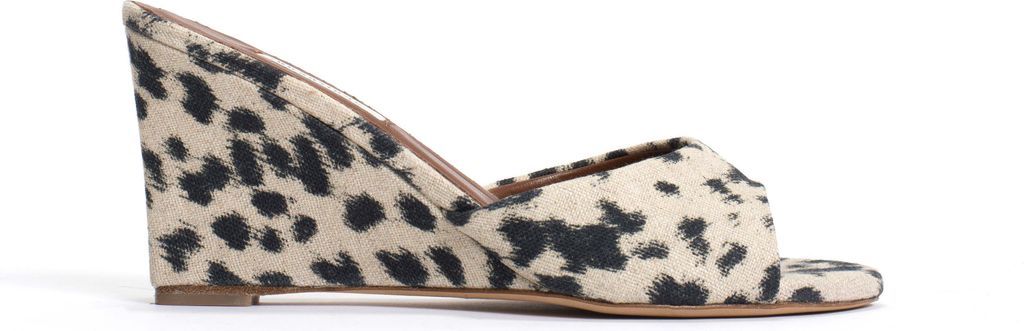 gwen 75 wedge natural cotton-linen leopard