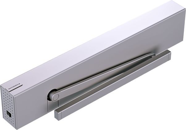 Aut. Døråbner ED100 sølv, komplet m/glideskinne, dormakaba