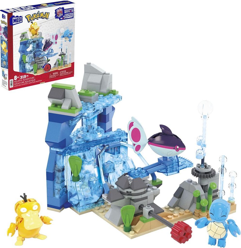MEGA Pokémon Aquatic Adventure Building Toy Kit, With 3 Action Figures (319 Pieces) For Kids |Multi/patterned |One Size