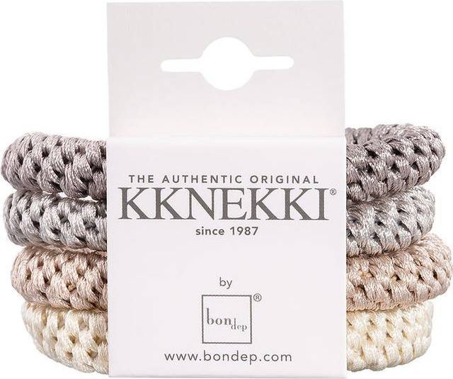 Bon Dep Kknekki Elastikker 4-pak Beige/Grå OneSize Hårpynt