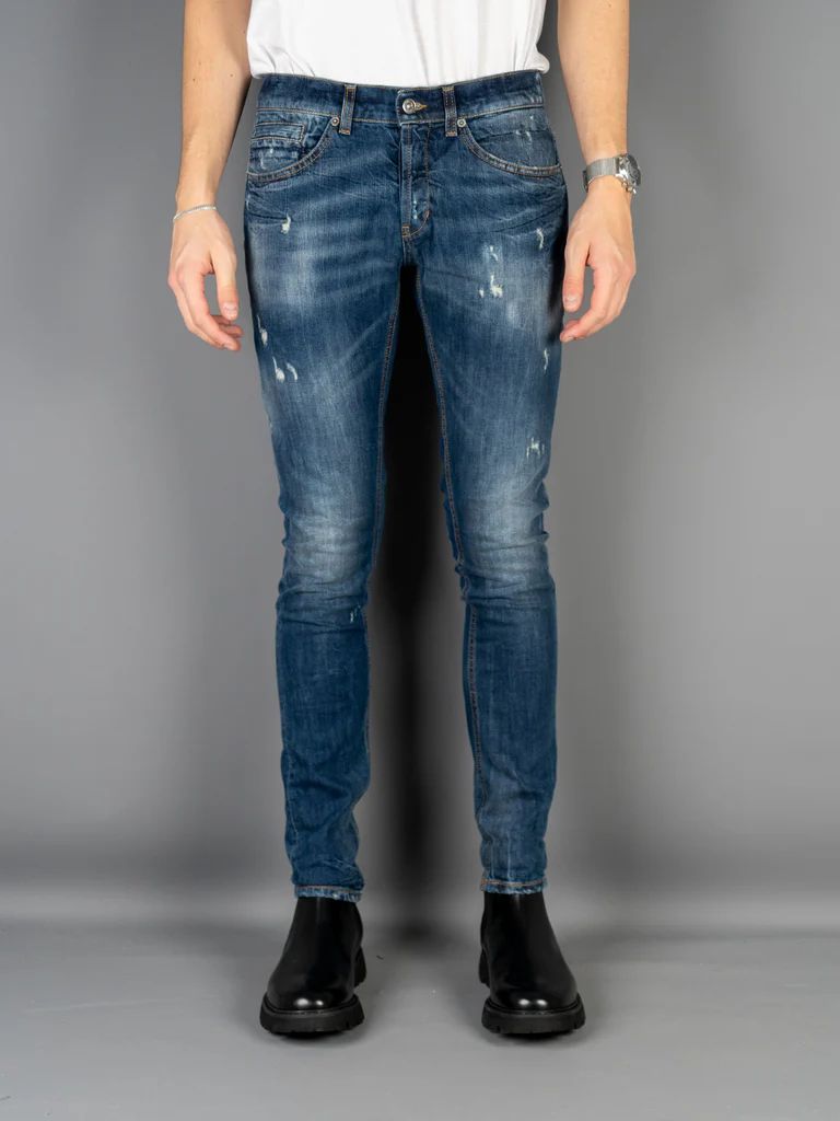 George Distressed Slim Fit Jeans DO5 - Blå