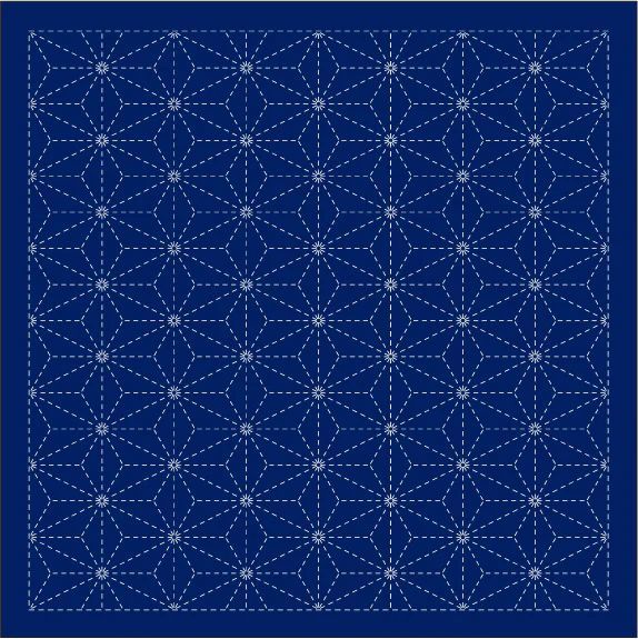 Sashiko sampler - blå - stjerner 1202