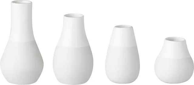 mini vaser i hvid- sæt af 4 - h: 4,2-8 cm
