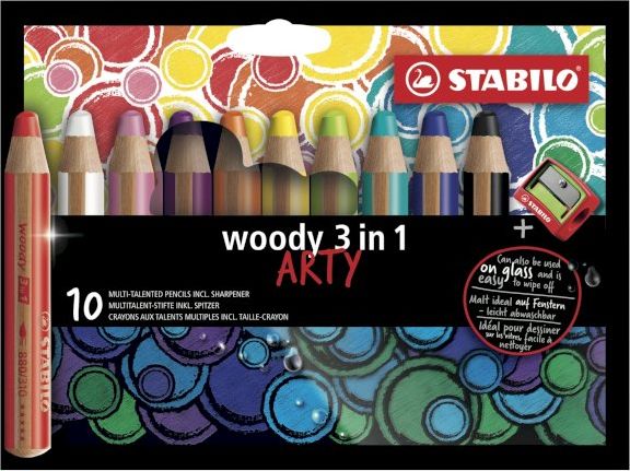 Stabilo Woody 3 in 1 Arty Multi Talented Coloured Pencils 10-pack