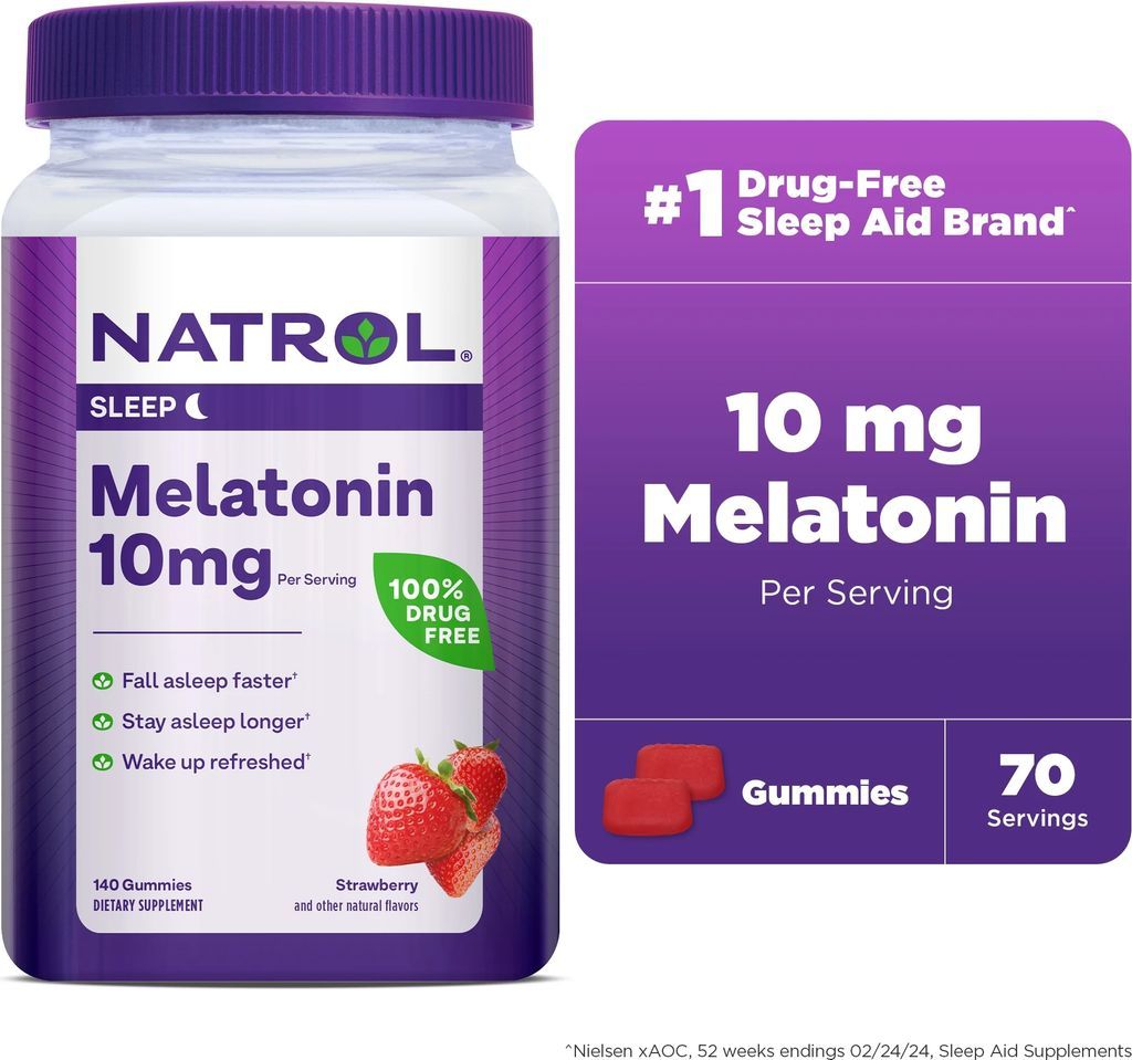 Natrol® Melatonin Gummies, Sleep Support for Adults, Strawberry Flavor, 10mg, 140 Count