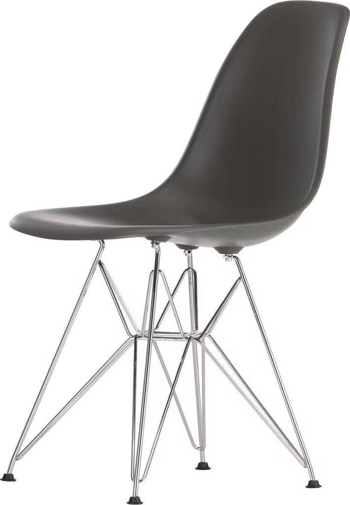 eames plastic dsr spisebordsstol dyb sort/krom