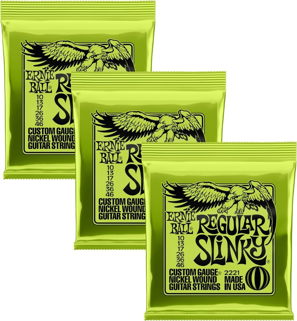 Ernie Ball 2221 Regular Slinky el-guitar-strenge 010-046, 3-pack