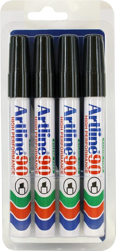 Artline EK 90 Permanent Markers Black 2-5mm 4-pcs