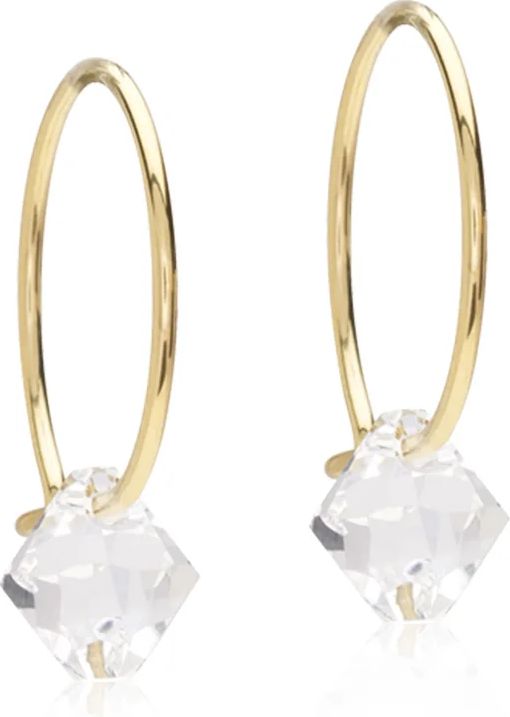 blomdahl - gt 14mm bicone crystal øreringe, 14mm/6mm - forgyldt titanium